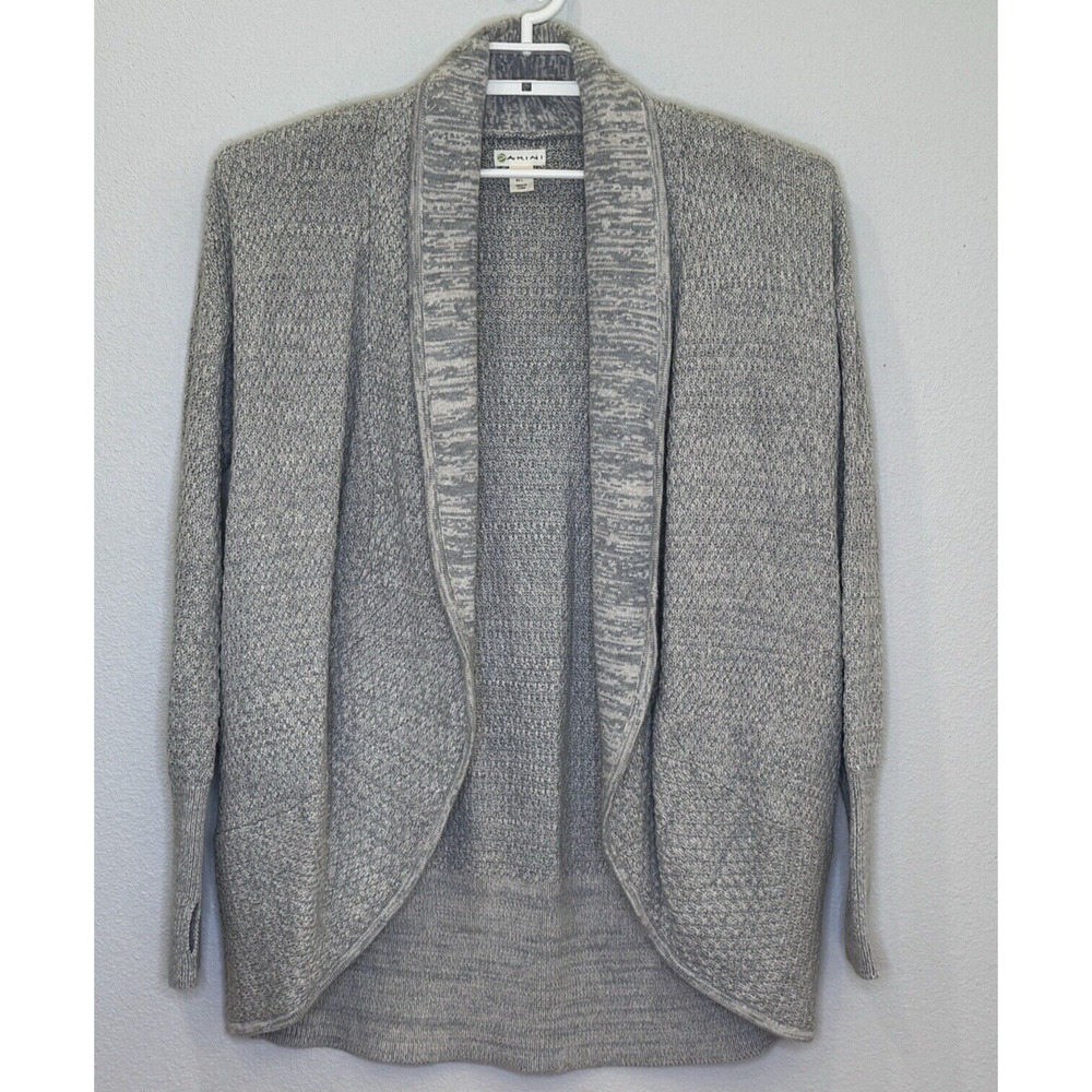 Dakini Open Front Sweater Cardigan Womens Sz Large Gray Cotton Blend Collar NEW